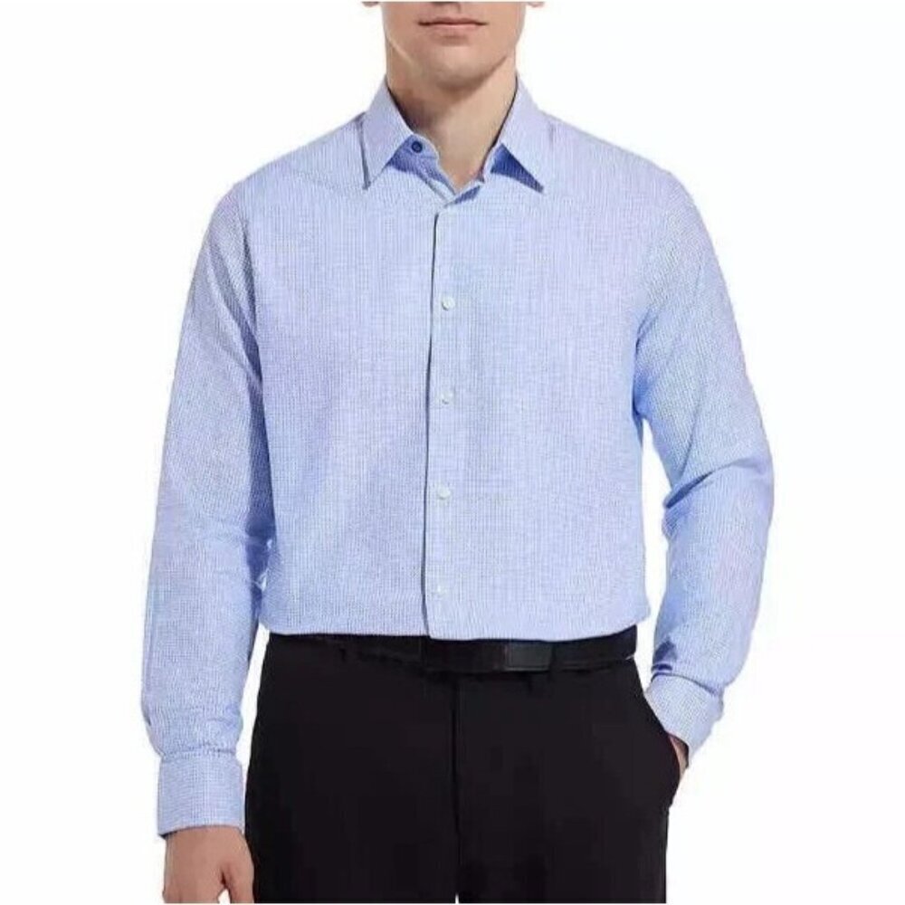 NEW Duchamp London Men's XXL,18.5 Slim Fit  Dress Shirt Blue Cotton Stretch